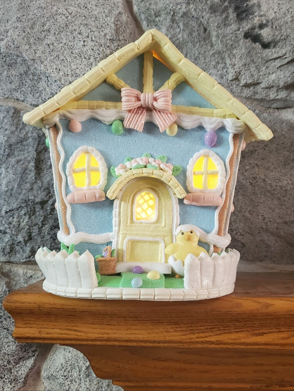 Illuminated Spring Cottage with Chick by Valerie Parr Hill